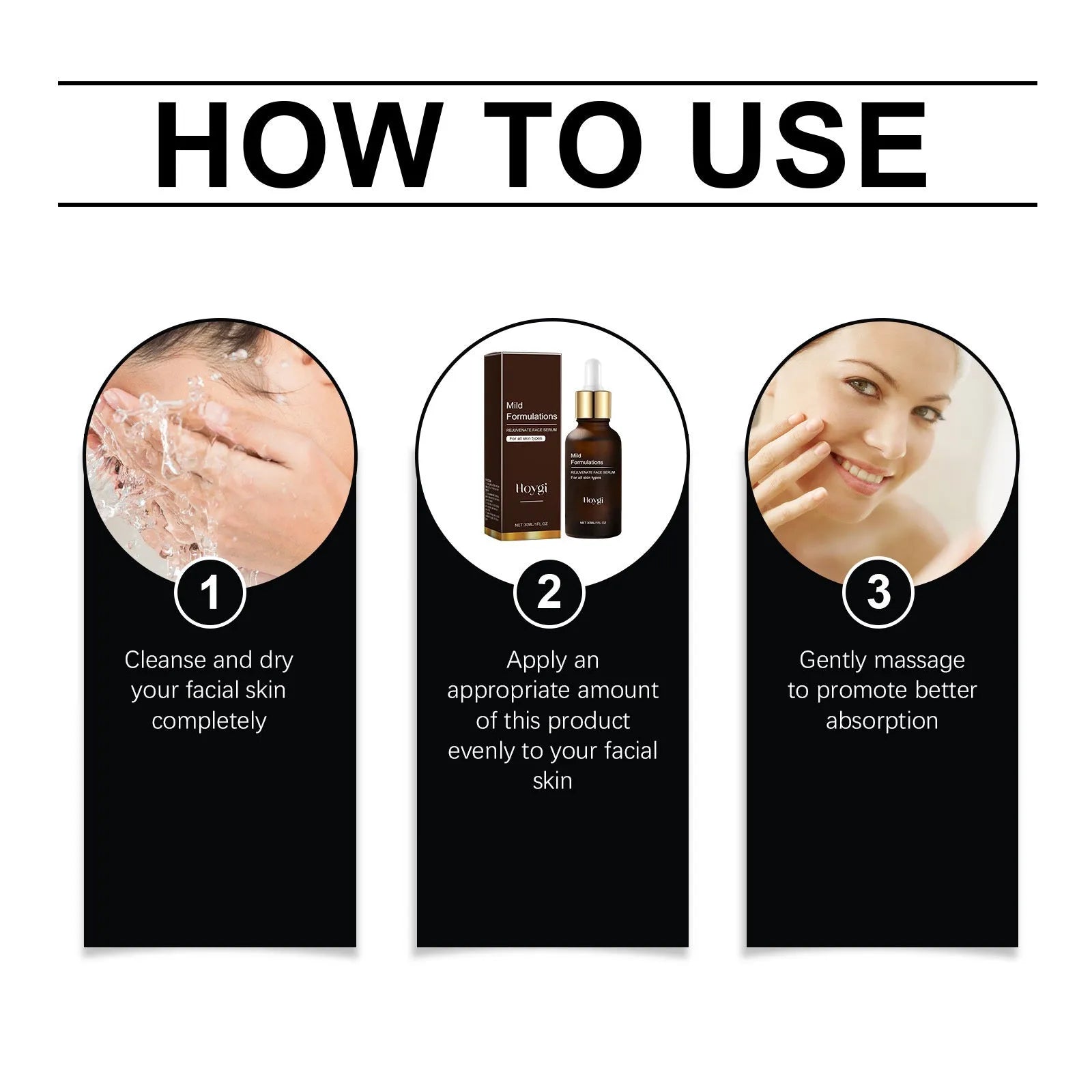 Square 30ml facial essence bottle with hyaluronic acid and vitamin C for skin hydration