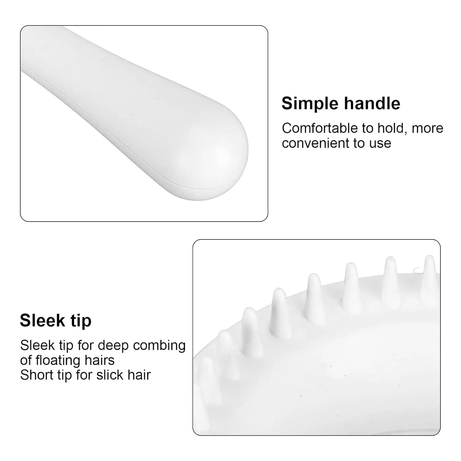 Double-sided pet grooming brush with ergonomic handle shown in blue and white colour options