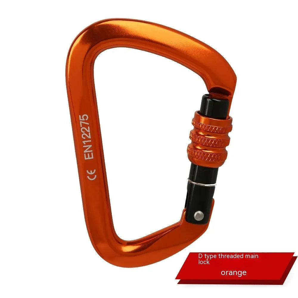 D-type steel climbing lock with auto-lock or screw-gate mechanism in multiple colours