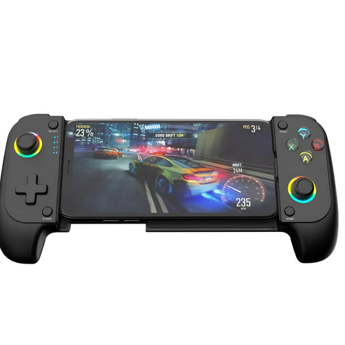 Bluetooth stretching game controller for mobile phones in black, red and blue, or white