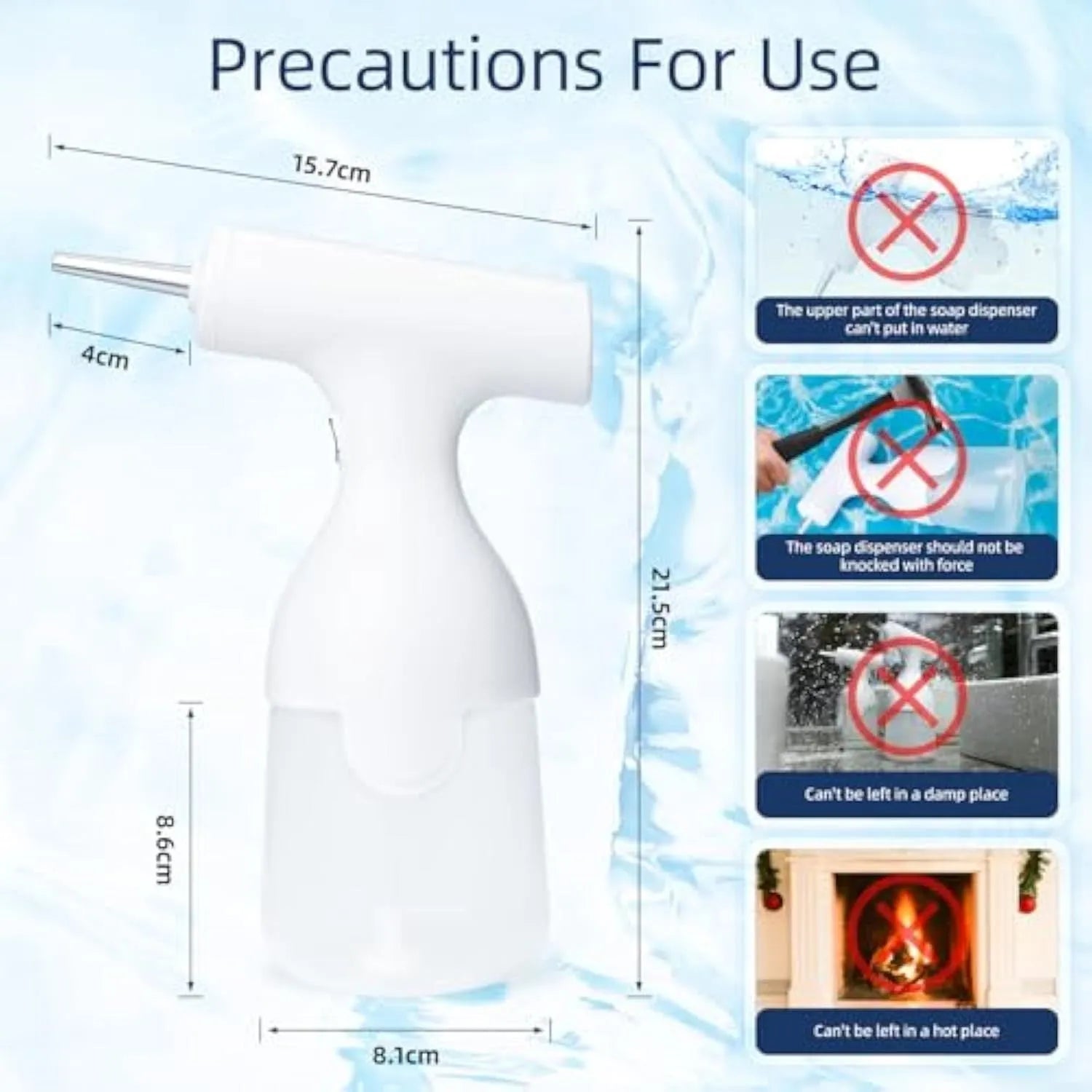 White electric foam soap dispenser with dual nozzles and rechargeable battery for pet and home cleaning