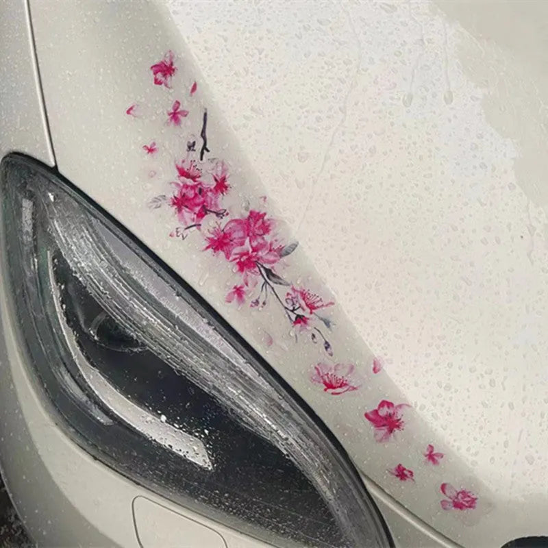 Cherry blossom pattern car stickers in two sizes: 11cm x 10cm and 25cm x 24cm