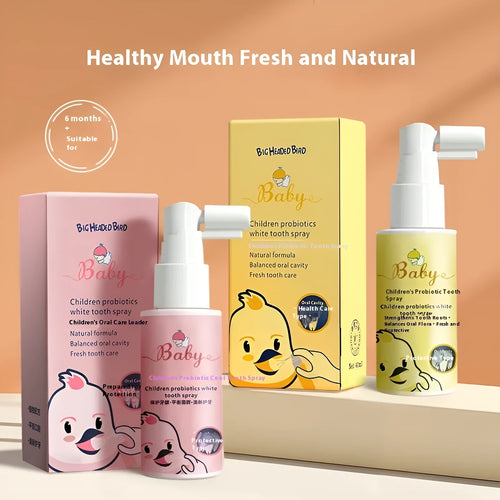 Children's probiotics teeth cleaning spray bottle 40ml with orange and strawberry flavour options