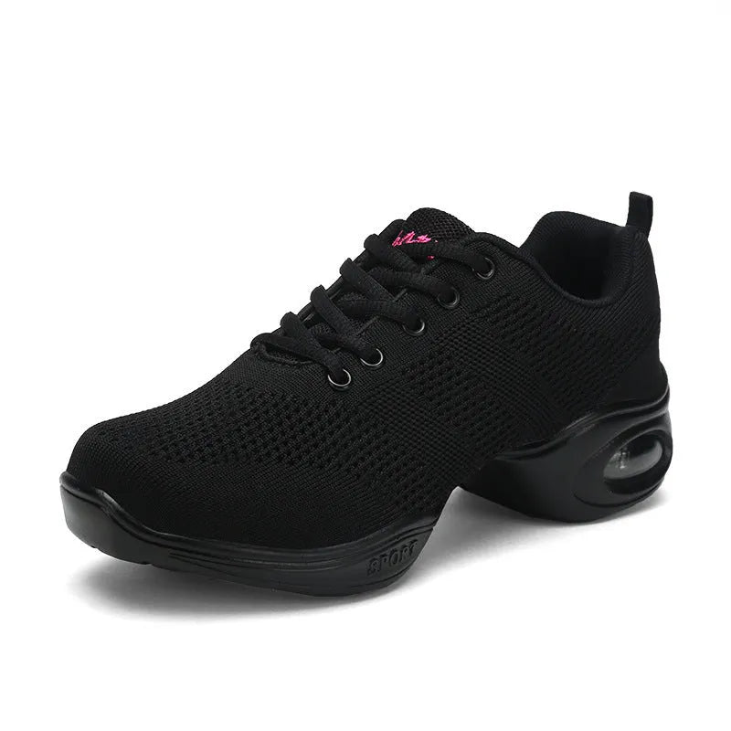 Women's white breathable dance shoes with mesh upper and lightweight PU sole for summer athletic wear