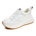 Women's beige cattlehide leather casual sports shoes with cross strap and English muffin heel