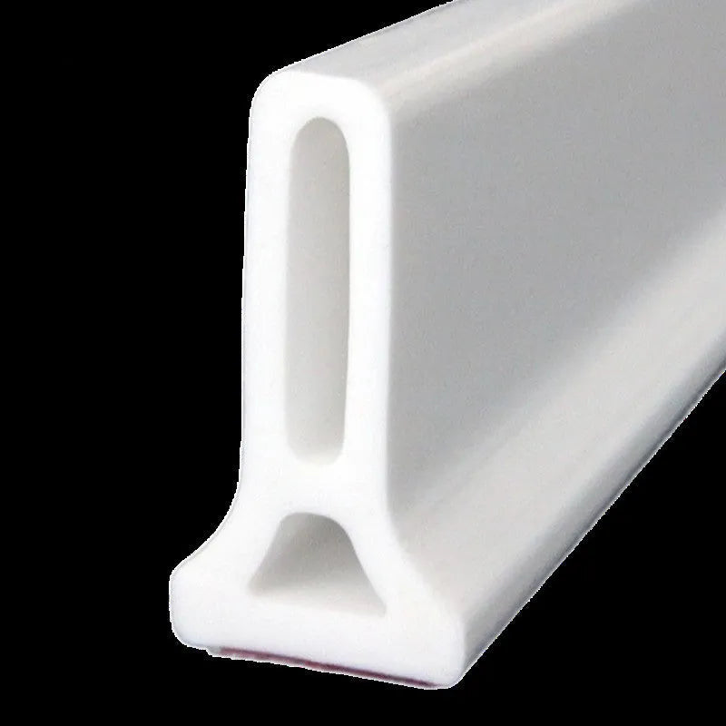 Flexible silicone bathroom water blocking strip in black, white, and grey colour options