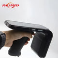 SLP-05 black portable UHF RFID Android handheld reader with scan trigger and display.