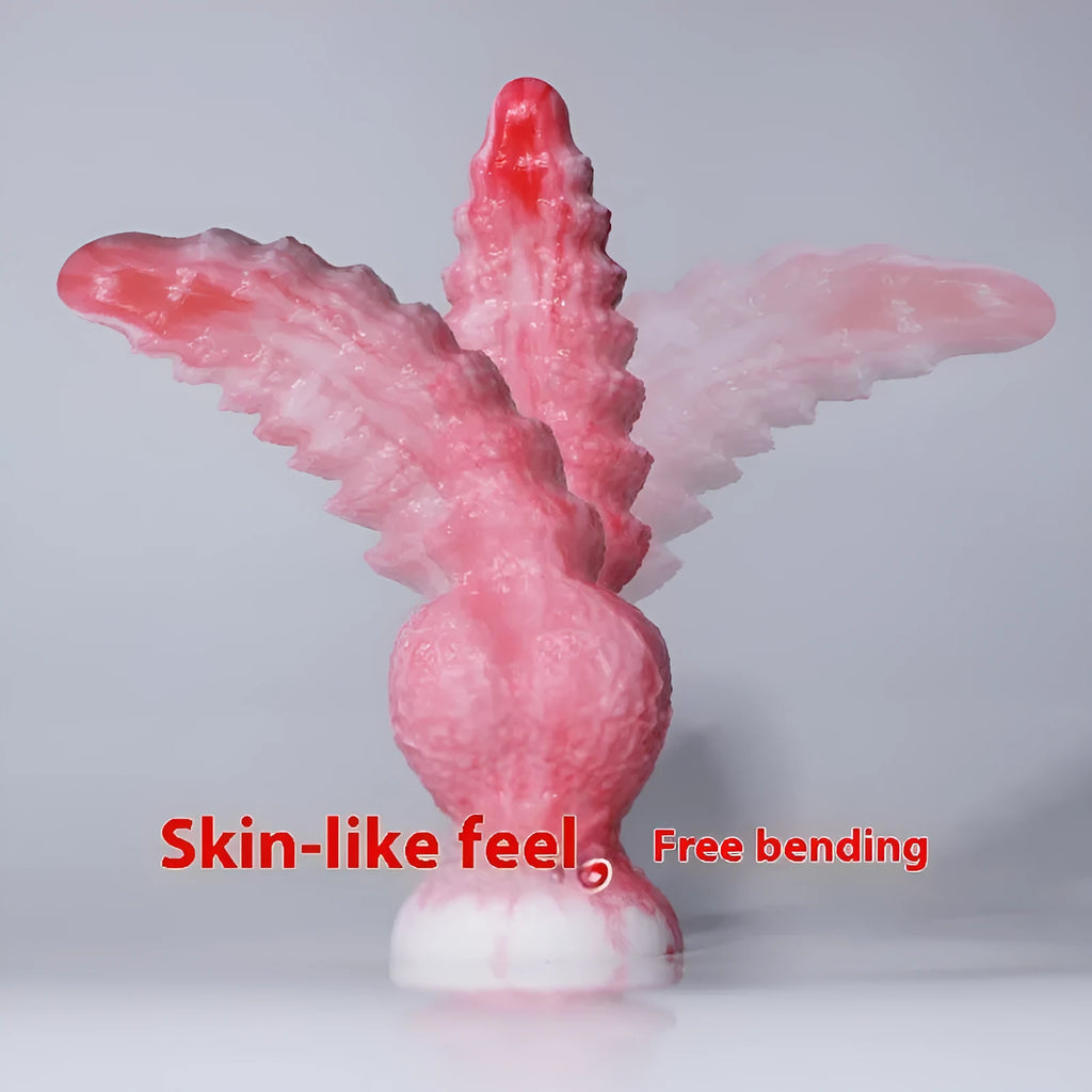 Pink platinum silicone women's masturbation device shaped like a penis