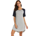 Women's sleeveless nightdress with colour block patchwork design on a hanger.
