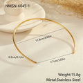 Stainless steel geometric collar necklace with adjustable length and gold electroplated finish