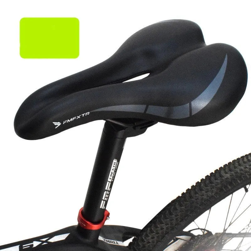 Bicycle seat cushion with hollow centre design, PU leather cover, measuring 270mm by 180mm