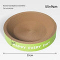 Green round cat scratching board nest with sisal surface and raised bed in 50cm size.