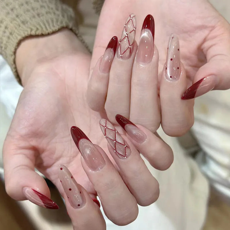 Five sets of sweet girl style press-on fake nails in a random colour assortment