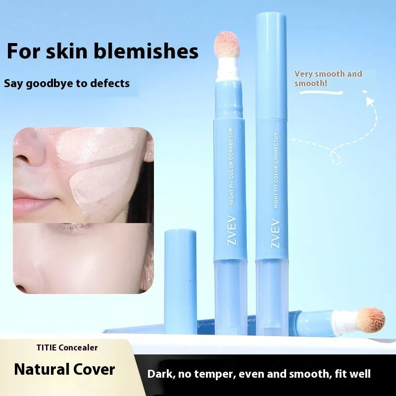 Concealer pen with sponge brush head applicator for clothing, shown in three shade options.