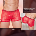 Men's black lace boxers made from nylon fabric in a free size.