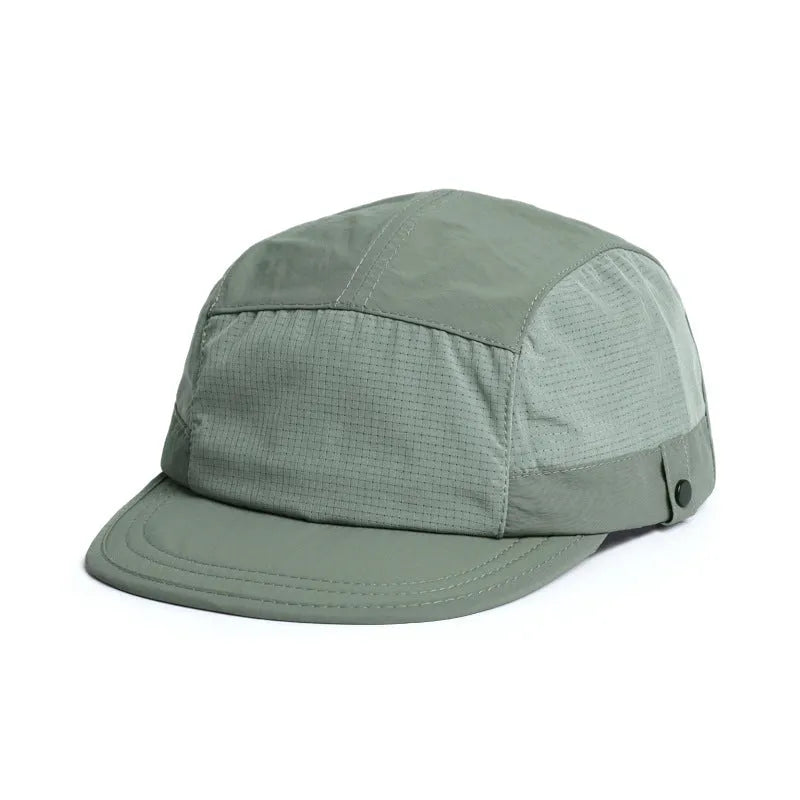 Soft dome cap with a breathable tongue design in Army Green colour, made from quick-drying polyester fabric.
