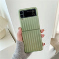 Samsung Z Flip3 ultra-thin PC flip case in seven colour options showing front and back views