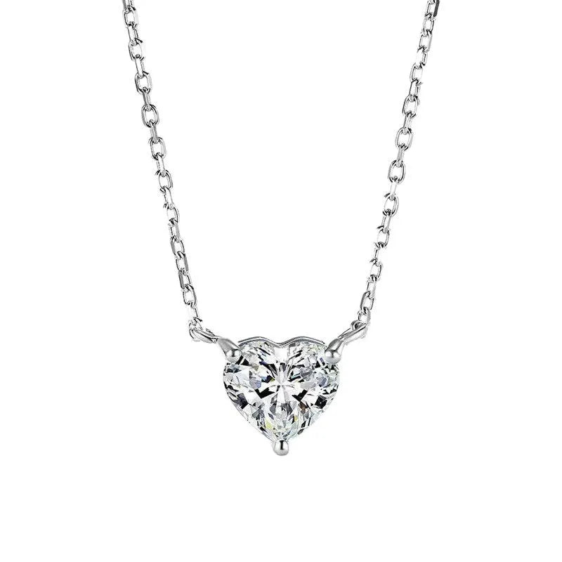 Silver women's necklace with heart-shaped pendant on copper chain