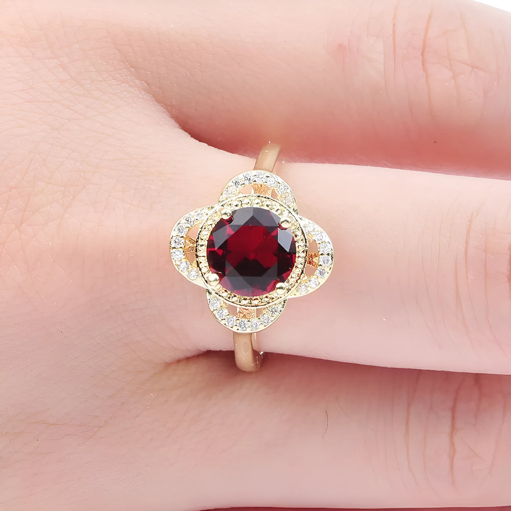 Copper fruit-shaped zircon ring with electroplated finish in colour 10-6-1395
