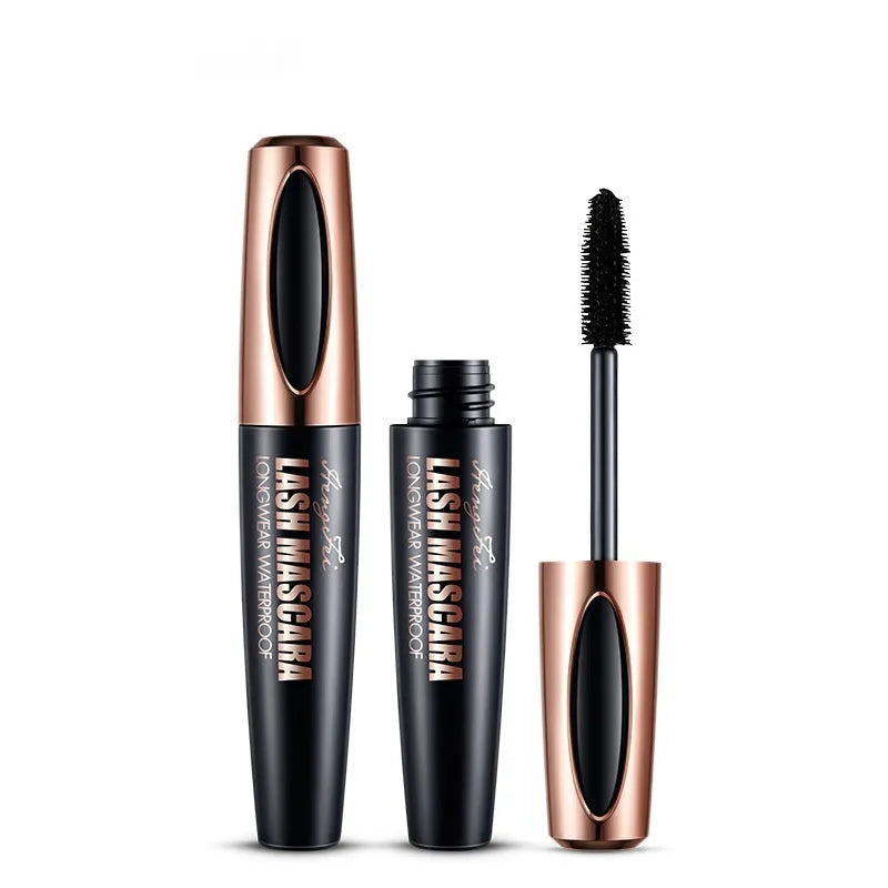 Black waterproof and sweat-proof mascara tube for long-lasting, smudge-resistant volume and curl.