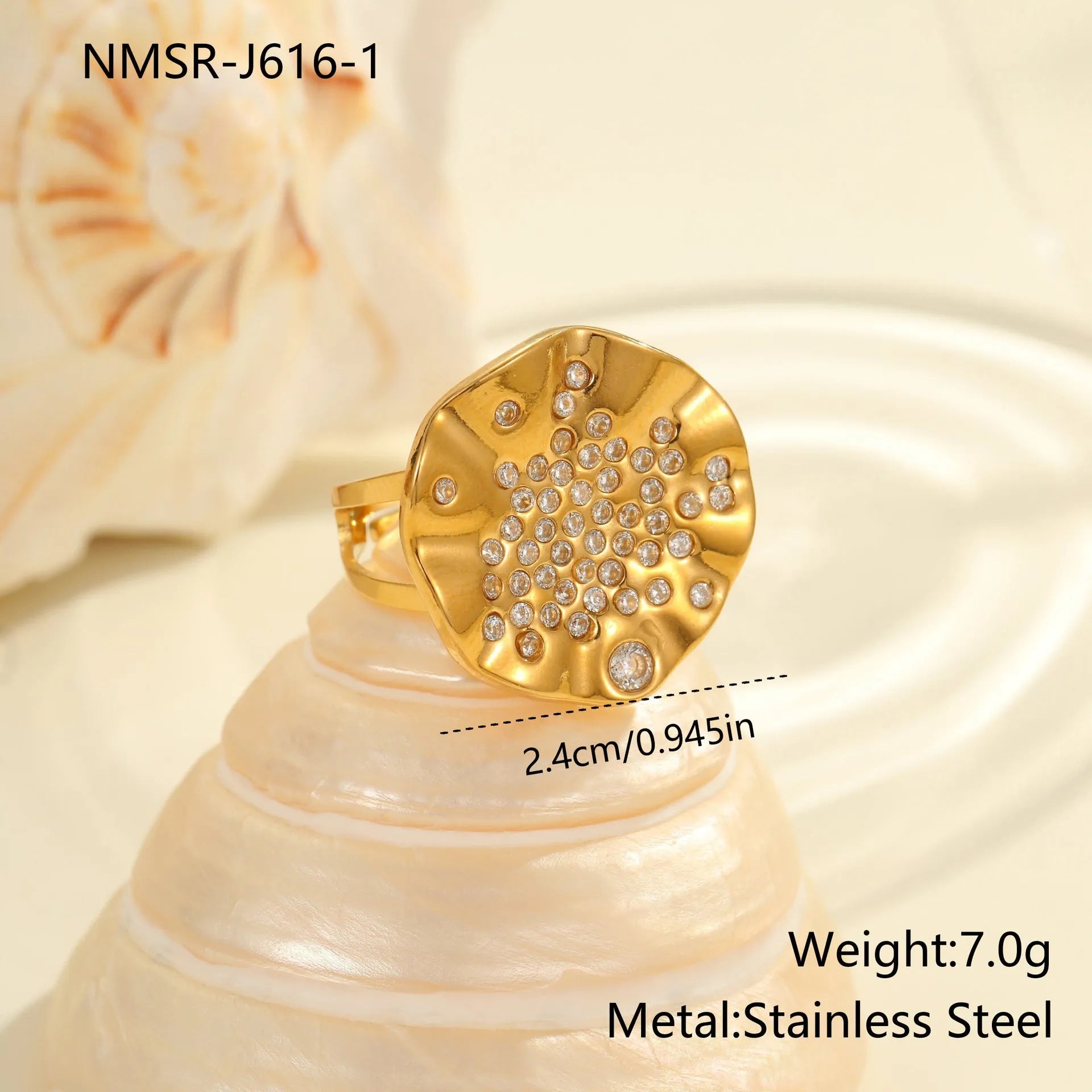 Pleated inlaid colour diamond titanium steel ring with geometry design and open mouth adjustable fit