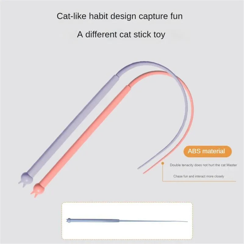 Blue silicone mouse tail cat toy with ABS handle for interactive pet play