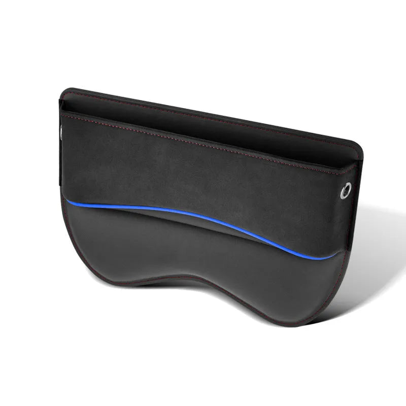 Leather car seat storage box in one of five colours: black, brown, beige, green, or red.