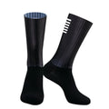 A pair of breathable athletic cycling socks in a chemical fibre blend, shown in one of six available colours.