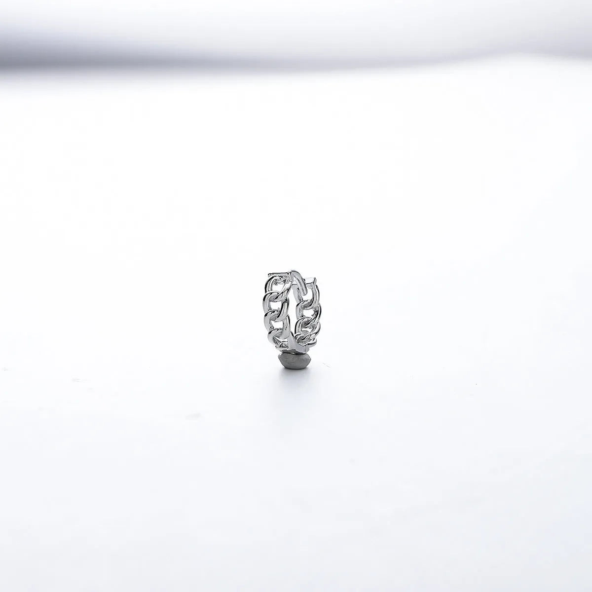 Men's geometric stud earrings with silver-colour finish and West Coast hip hop style