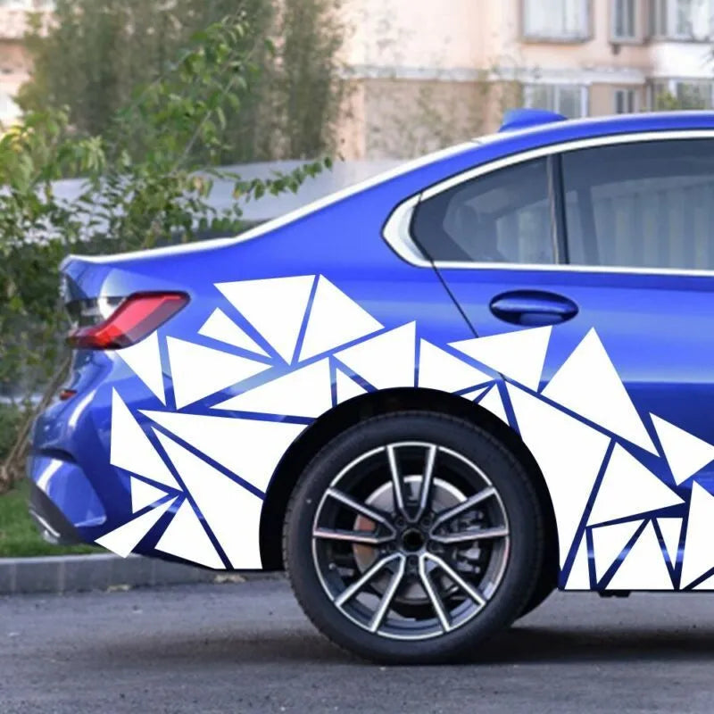 Car decoration sticker with geometry pattern in five colour options showing 200cm by 60cm dimensions