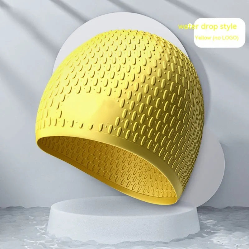 Silicone swimming cap adult waterproof hair protection in multiple solid colours