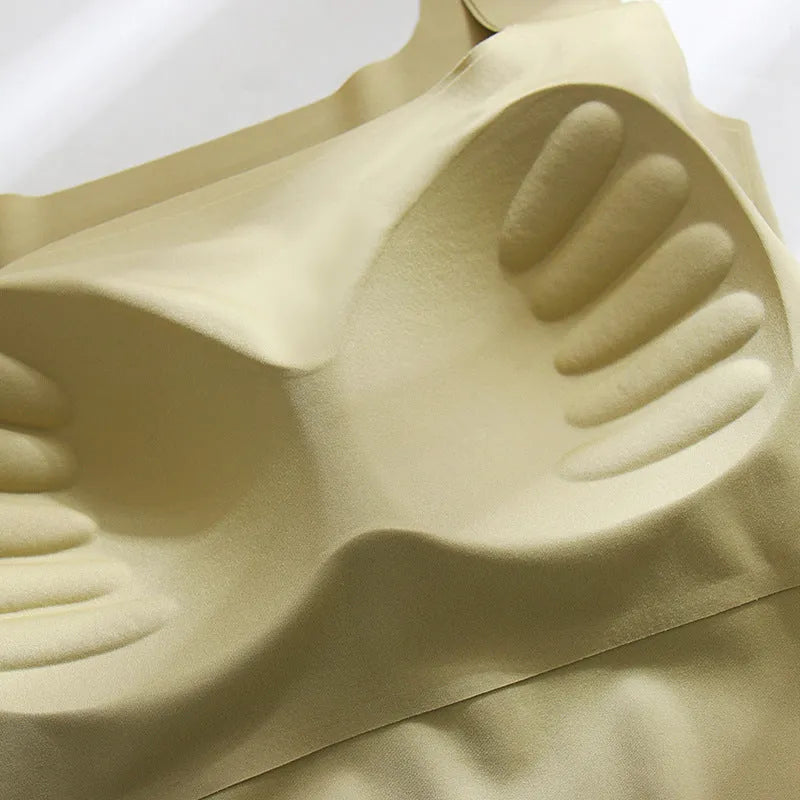 Women's non-marking fixing cup sling vest with chest pad in nylon, shown in light blue colour.