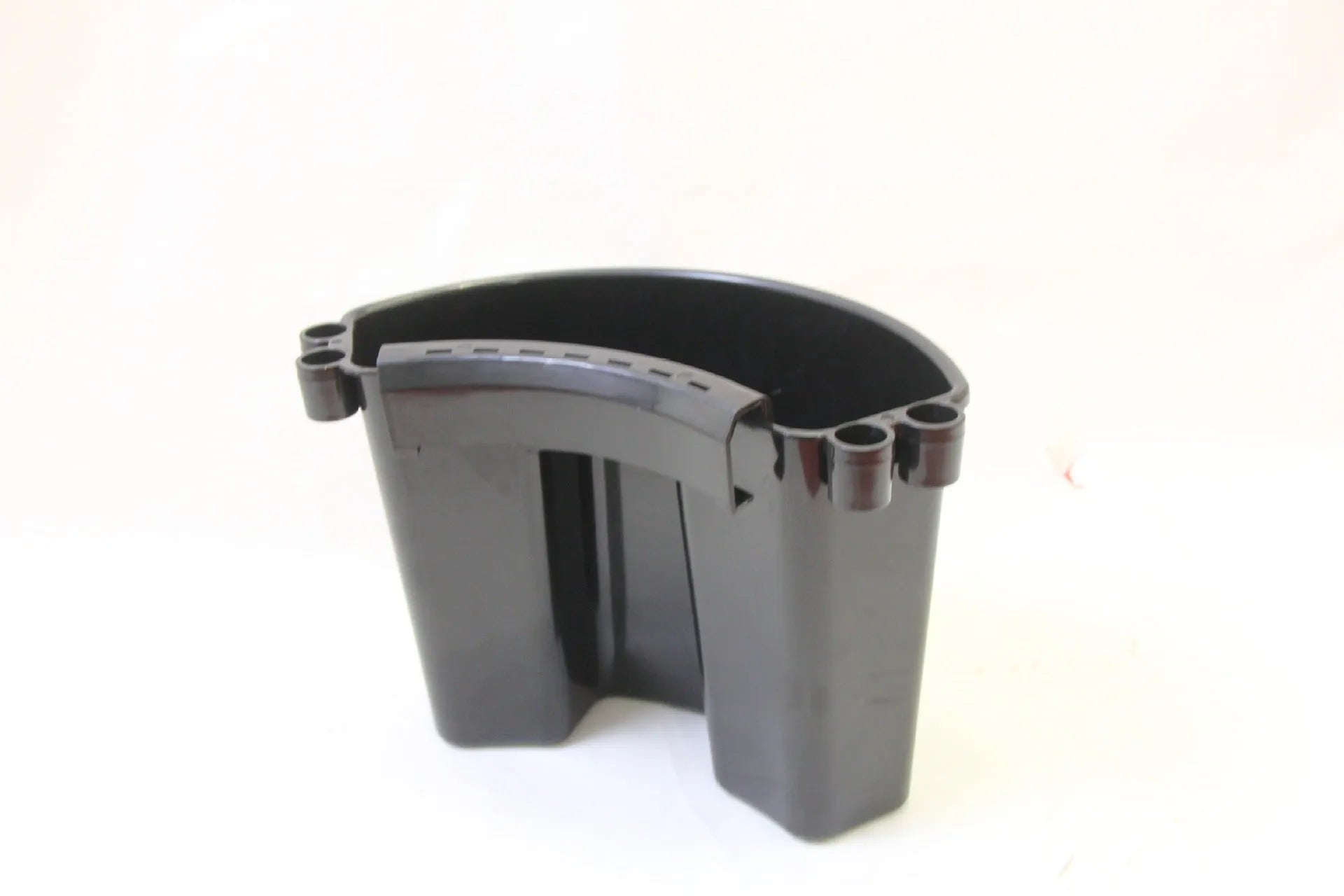 A durable PP plastic car wash bucket for cleaning tools, shown in available colours: black, red, blue, and pink.