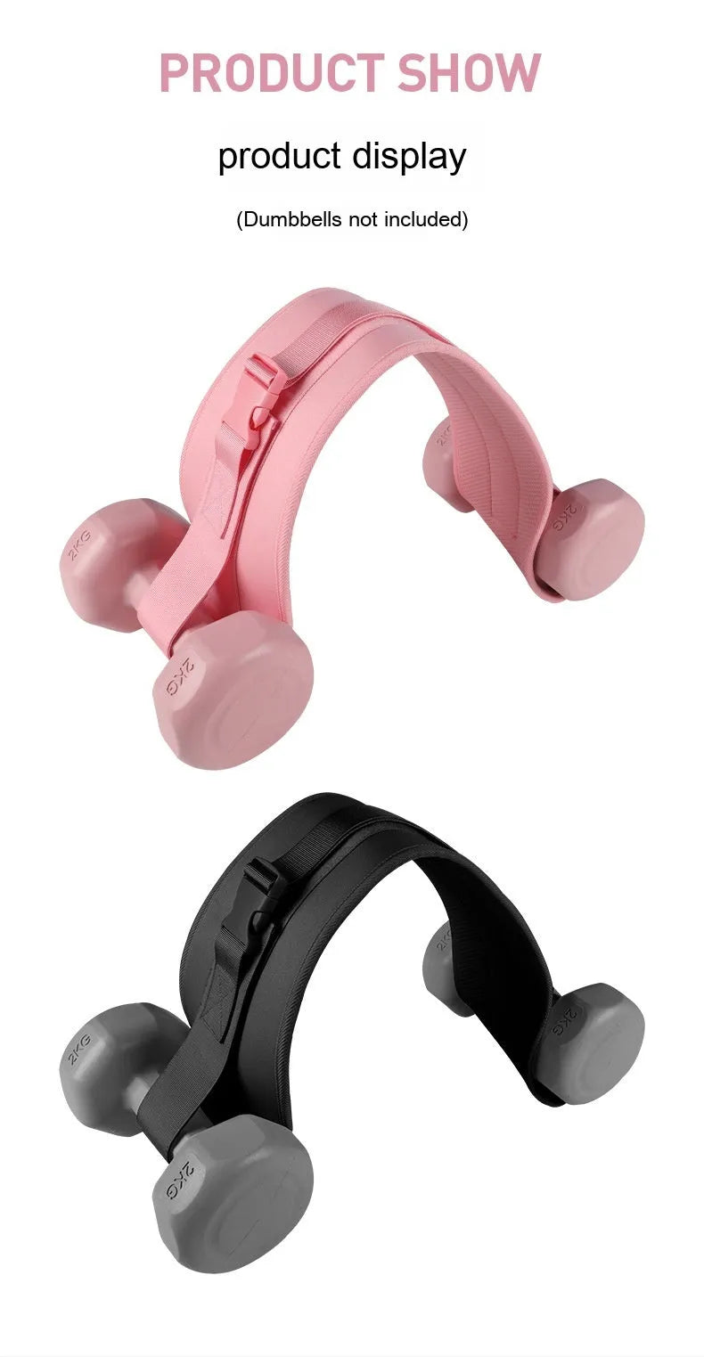 Black and pink weight-bearing hip bridge training belt for dumbbell barbell exercises with lumbar support