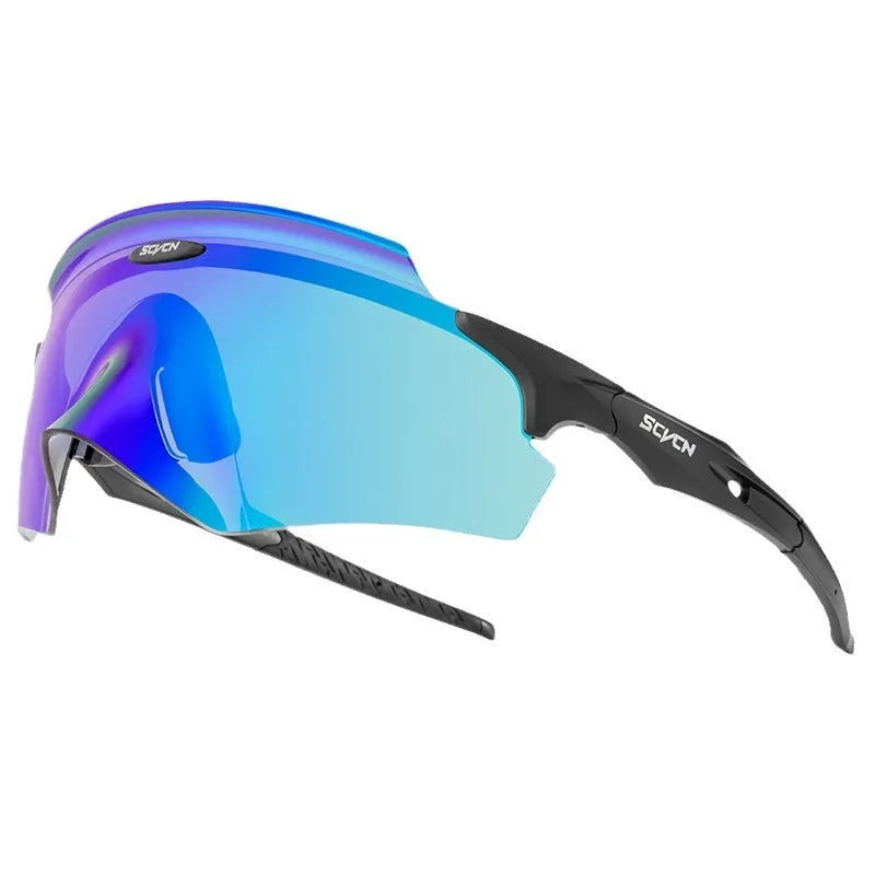 TR frameless windproof sports goggles with a colourful integrated lens, shown in multiple style colours.