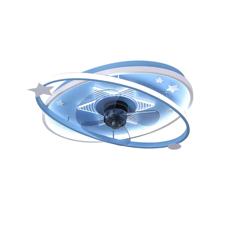 Modern children's bedroom chandelier with remote control and tri-colour LED lighting in blue or pink colours