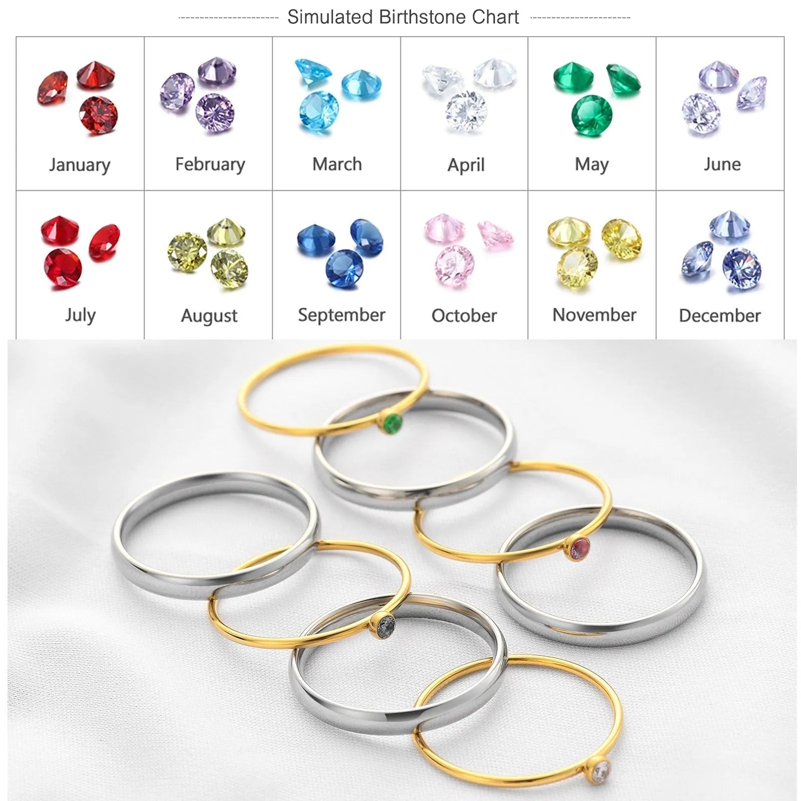 Geometric December birthstone engraved ring in titanium steel on a plain background.