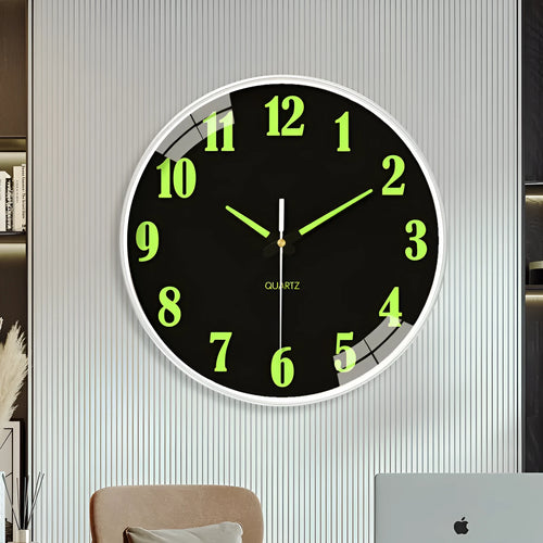 Modern 8 inch luminous wall clock with 20cm diameter and plastic casing