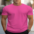 Men's loose fit round neck T-shirt in textured bird eye cloth fabric with short sleeves