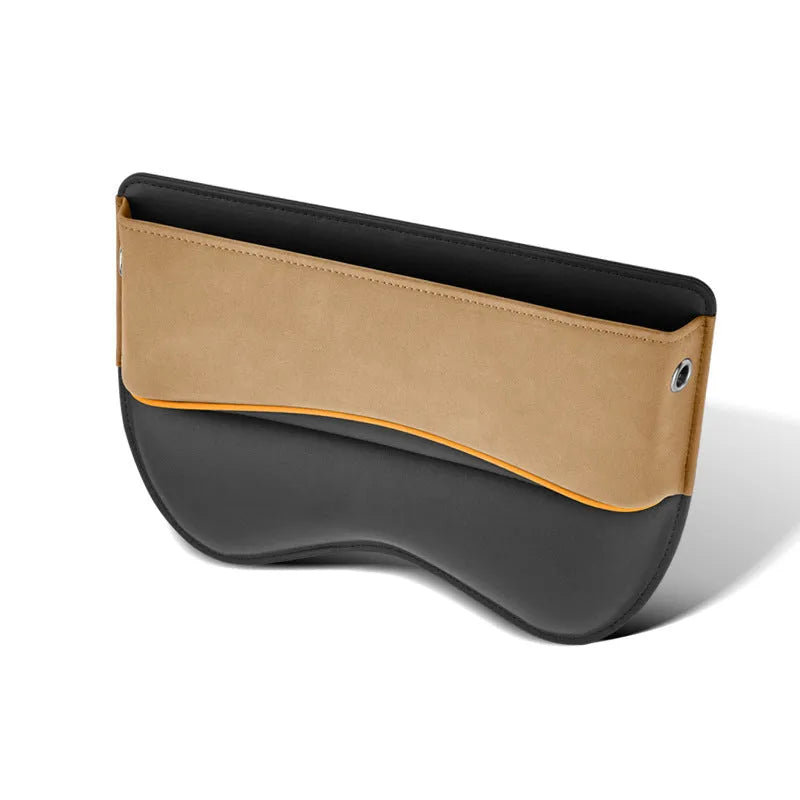 Leather car seat storage box in one of five colours: black, brown, beige, green, or red.