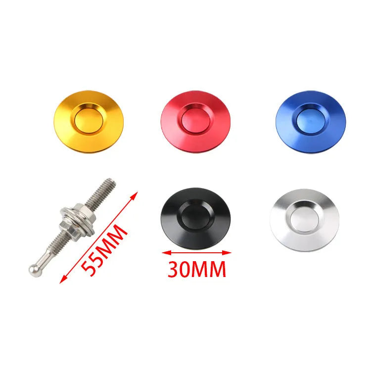 30mm diameter aluminium car cover lock in five colour options: silver, black, gold, blue, and red.