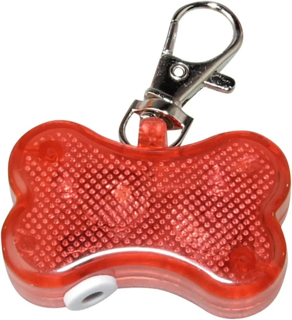 Blue LED bone-shaped luminous pendant for pet collars showing three light modes