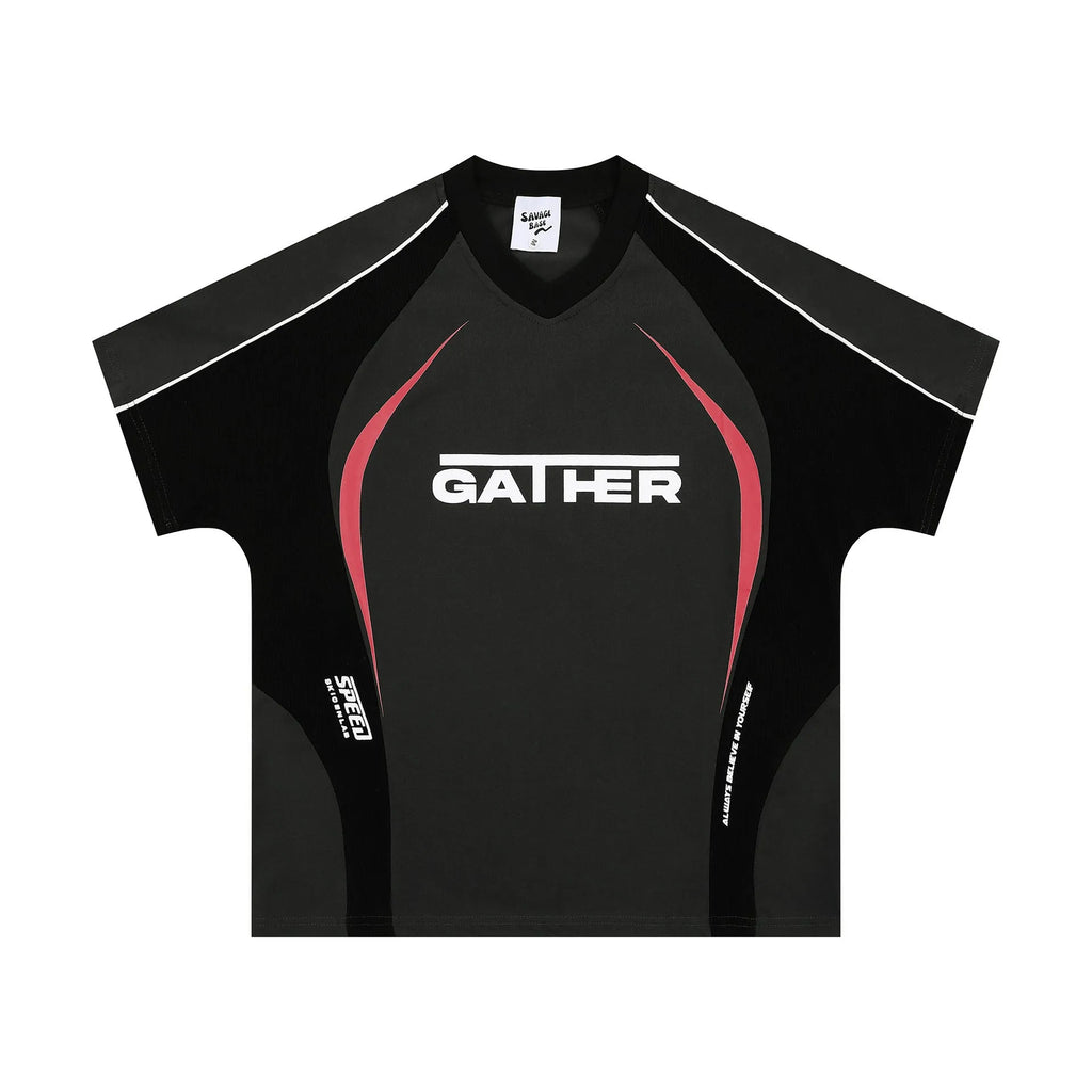 Men's loose fit T-shirt with printed letters design in black or apricot colour options