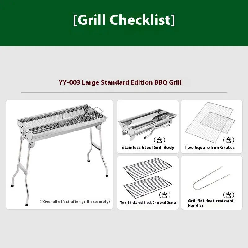 Stainless steel portable barbecue oven with flip design and charcoal stove