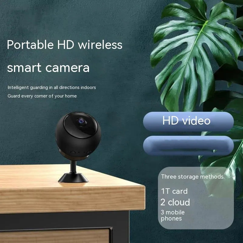 White wireless WiFi security camera with 1080p resolution and ABS plastic housing