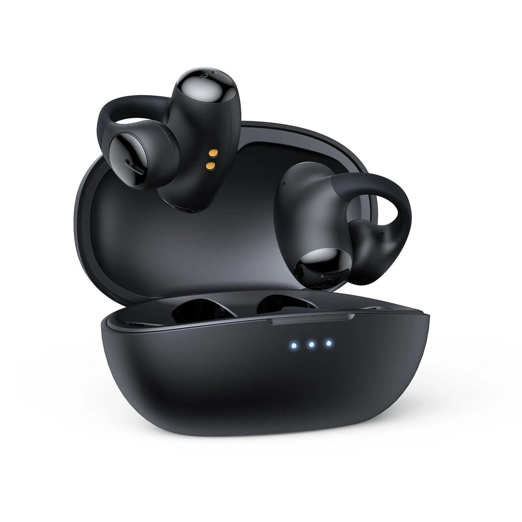 T306 black and white Bluetooth sports gaming headphones with ear hook clip-on design