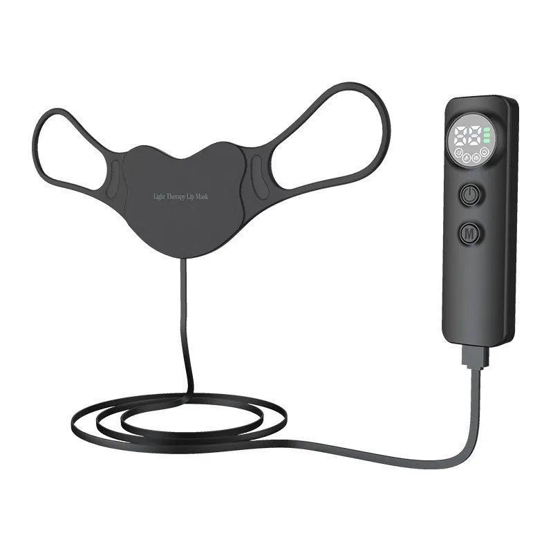 Black LED photon therapy face mask for home skin care treatment.