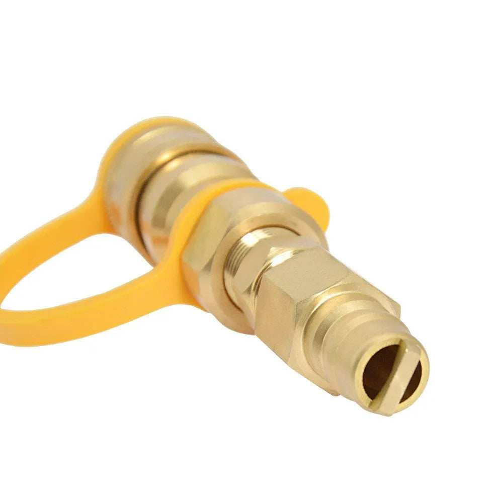 Gold colour brass gas propane conversion charging connector with 3/8 inch threads