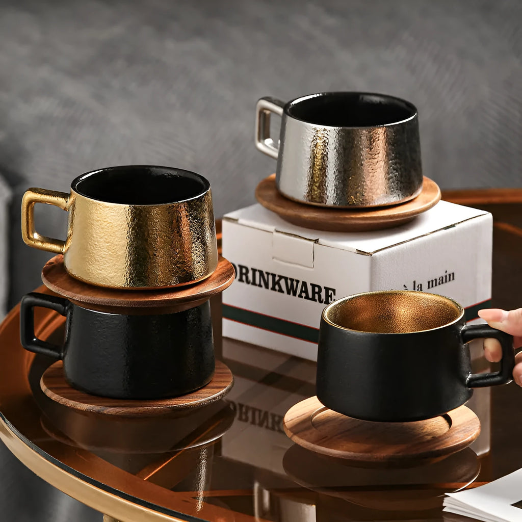 Office gift tumbler coffee cup set with metallic gift box and 250ml capacity