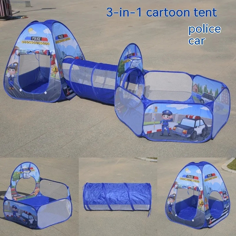 Three-in-one children's cartoon tent with tunnel and ball pool in marine themes for girls aged 4-6